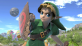The Moon appearing behind Young Link from Super Smash Bros. Ultimate