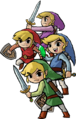 Artwork of the four Links in Four Swords
