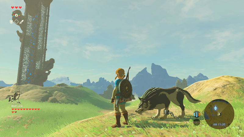 File:BotW Link with Wolf Link.png