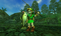 Link holding a fish from Ocarina of Time 3D