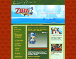 Screenshot of the Zelda.com homepage