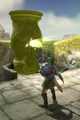 Link moving an Owl Statue in the Bridge of Eldin from Twilight Princess