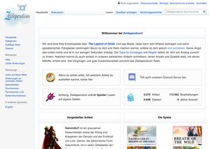 Screenshot of the Zeldapendium Main Page