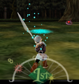 Fierce Deity Link executing a Sword Beam from Majora's Mask