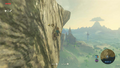 Link climbing the southern cliffside of the Great Plateau