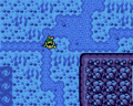 Link exploring the seabed, as seen in-game