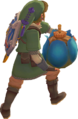 Link preparing to roll a Bomb from Skyward Sword
