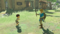 Link showing Nebb a Traveler's Sword from Breath of the Wild