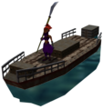A Gerudo Guard on a boat from Majora's Mask