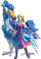 Artwork of Zelda with her Loftwing