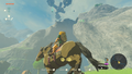 Link riding a Horse as debris falls from the sky