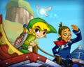 Link and Linebeck sailing on a ship