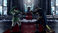 Kazuya Mishima dressed as Link fighting King dressed as Ganondorf in Tekken Tag Tournament 2: Wii U Edition