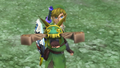 Pre-release screenshot of Link preparing to launch the Beetle from Skyward Sword