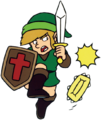 Artwork of Link with a Trap from the Japanese NES port of The Legend of Zelda