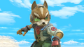 Closeup of Fox in the Skyloft Stage from Super Smash Bros. Ultimate