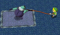 A Snapper grabbing hold of Link with its Whip from Spirit Tracks