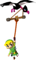 Link grappling onto a Bird from Spirit Tracks