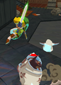 Link performing a Parry Attack to remove the helmet of a Darknut