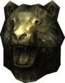 A statue of a Bear's head in the Swamp Tourist Center from Majora's Mask 3D
