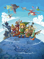 The world of The Wind Waker with several main characters