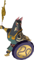 A gold, Shield-carrying Darknut with its armor removed, wielding a Boko Stick, from The Wind Waker