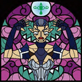 Stained Glass artwork of Impa from The Wind Waker
