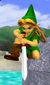 Young Link performing the Down Thrust in Super Smash Bros. Melee