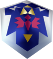The Hylian Shield as seen when obtained from Ocarina of Time