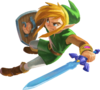 Artwork depicting Link fighting in the Green Tunic