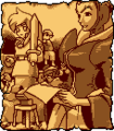 Queen Ambi overseeing the construction of Link's statue from Oracle of Ages