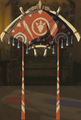 The Paraglider with the Goron Fabric equipped from Tears of the Kingdom