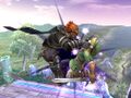 Ganondorf using the Dark Dive move in Super Smash Bros. Brawl