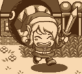 Link 'playing' with BowWow from Link's Awakening DX