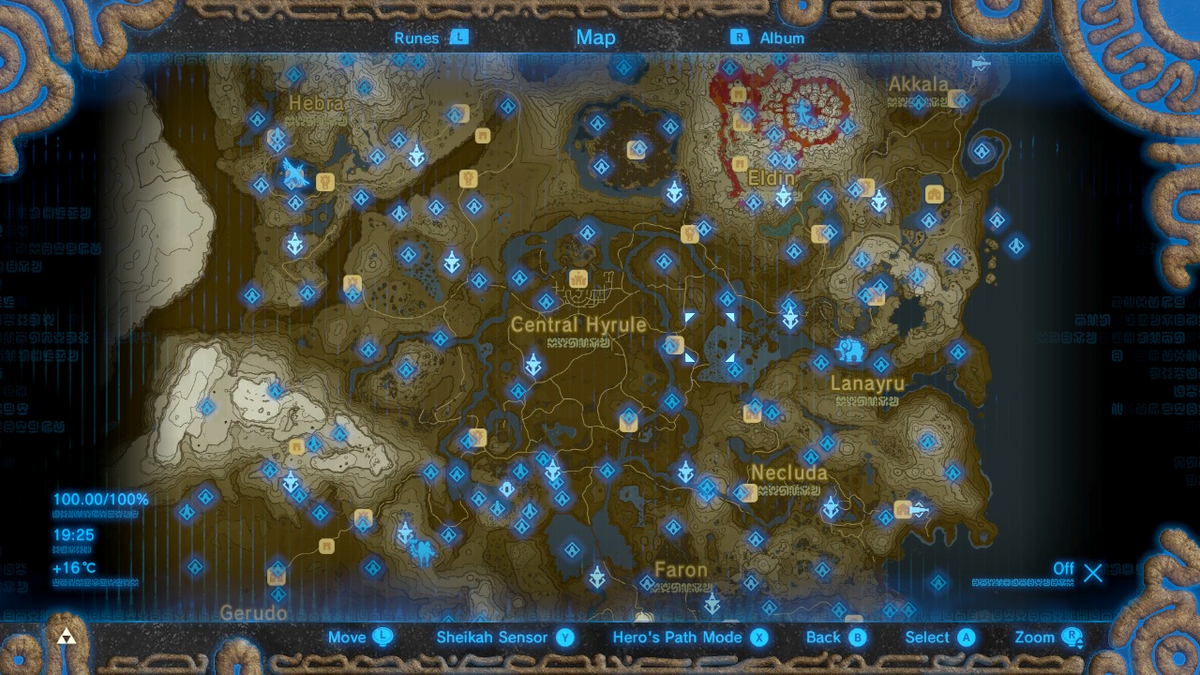 File:BotW Map Screen 100%.png - Zelda Wiki