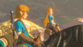 Link and Zelda riding horseback