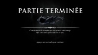 Écran de "Partie terminée", seulement visible après être mort dans le Mode Âme d'acier