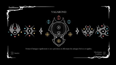 Capture d'écran du menu des Emblèmes.