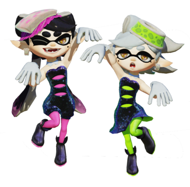 Les Squid Sisters (Japonais : シオカラーズ Shiokarāzu, lit. Sea O' Colors) constituent le duo d'idoles de Chromapolis. Il est constitué d'Ayo et Oly (アオリ、ホタル Aori and Hotaru).