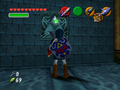 Le symbole d'une Triforce permettant de contrôler le niveau de l'eau du temple dans Ocarina of Time.