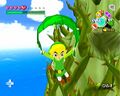 Link qui plane grâce à la feuille Mojo.