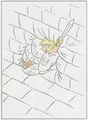 Artwork d'un Wall Master qui attrape Link, dans The Legend of Zelda.
