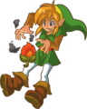 Link avec une graine Braise dans les mains.