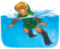 Artwork de Link avec les palmes Zora.