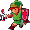 Artwork de Link avec une bougie dans The Legend of Zelda.