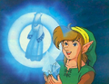 Link trouve un cristal dans A Link to the Past.