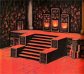 Artwork de l'entrée du Temple du Feu.