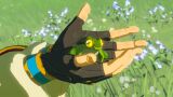 Zelda tenant une grenouille tempo dans ses mains, dans Breath of the Wild.