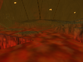 Une pièce pleine de lave avec un pont pour traversé dans Ocarina of Time.