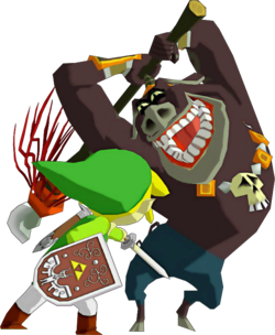 Artwork de Link et d'un Molblin dans The Wind Waker